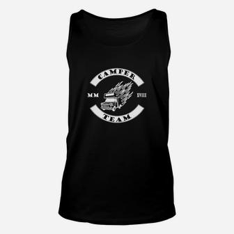 Retro Camper Team Schwarzes Unisex TankTop, Wohnwagen Emblem & Römische Zahlen - Seseable