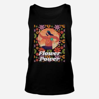 Retro Flower Power Peace Symbol Hippie Love Groovy Design Unisex Tank Top | Crazezy
