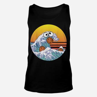 Retro Great Wave Monster Eating Cookies Funny Cookie Wave Unisex Tank Top | Crazezy