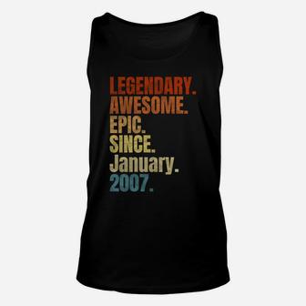 Retro Legendary Since January 2007 T Shirt 12 Years Old Unisex Tank Top | Crazezy AU