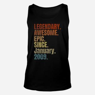 Retro Legendary Since January 2009 T Shirt 10 Years Old Unisex Tank Top | Crazezy
