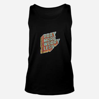 Retro Style Pray More Worry Less Christian Unisex Tank Top - Monsterry
