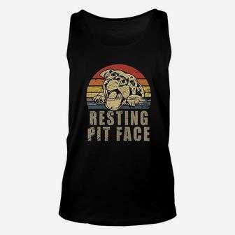 Retro Vintage Resting Pit Face Pitbull Unisex Tank Top | Crazezy