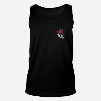 Rose Aesthetic Rose White Skeleton Hand Holding A Red Rose Unisex Tank Top | Crazezy DE