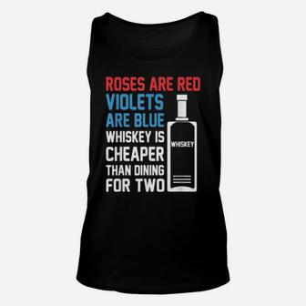 Roses Are Red Whiskey Drinking Design For Valentines Unisex Tank Top - Monsterry DE