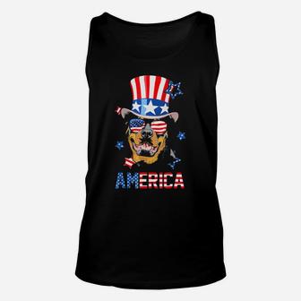 Rottweiler American Flag 4Th Of July Patriotic Dog Unisex Tank Top - Monsterry
