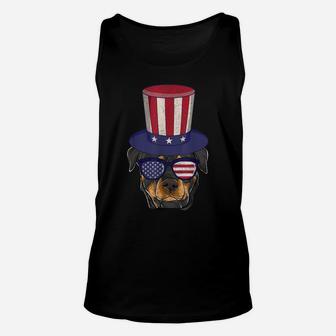 Rottweiler Patriotic Dog Mom & Dad Shirts, 4Th Of July Usa Unisex Tank Top | Crazezy