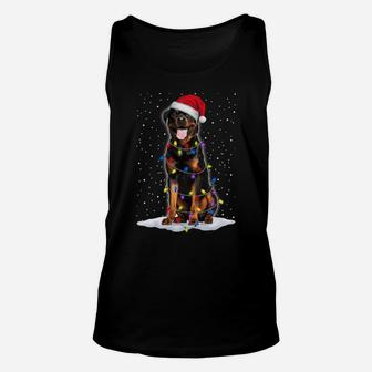 Rottweiler Santa Christmas Tree Lights Xmas Gifts Unisex Tank Top | Crazezy