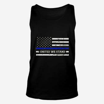 Roungo Thin Blue Line Blue Lives Matter Unisex Tank Top | Crazezy
