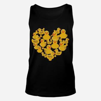 Rubber Duck Heart & Love Symbol Rubber Ducky Duckie Quack Unisex Tank Top | Crazezy
