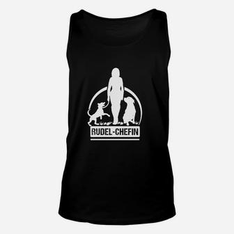 Rudel-Chefin Schwarzes Unisex TankTop, Damen mit Hunde-Silhouetten - Seseable