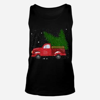 Rustic Retro Farm Car Truck Wagon Christmas Fir Tree Snow Unisex Tank Top | Crazezy