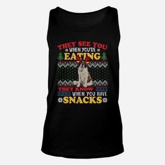 Saint Bernard Ugly Christmas They See You're Eating Xmas Sweatshirt Unisex Tank Top | Crazezy