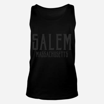 Salem Massachusetts Ma Vintage Text Black With Black Print Unisex Tank Top | Crazezy