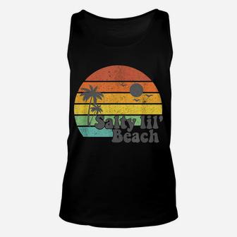 Salty Lil Beach Retro Vacation Funny Summer Quote Women Gift Unisex Tank Top | Crazezy DE