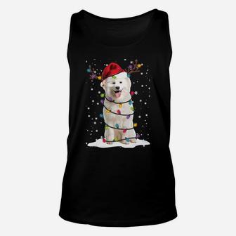 Samoyed Christmas Tree Light Pajama Dog Lover Xmas Gift Sweatshirt Unisex Tank Top | Crazezy