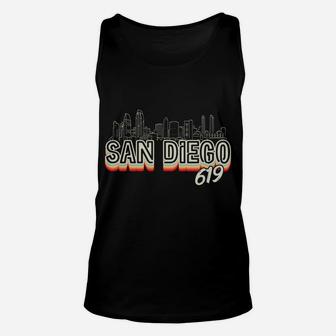 San Diego City Skyline 619 State Of California Vintage Retro Unisex Tank Top | Crazezy