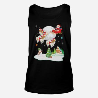 Santa Claus And Papillon Dogs Snowman Dance Noel Snow Unisex Tank Top - Monsterry