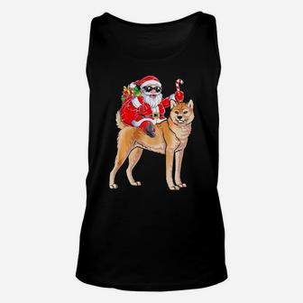 Santa Claus Riding Akita Xmas Gifts Dog Unisex Tank Top - Monsterry AU