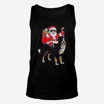 Santa Claus Riding Bernese Mountain Dog Xmas Gifts Dog Unisex Tank Top - Monsterry AU