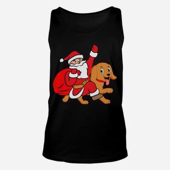 Santa Claus Riding Dog Cute Unisex Tank Top - Monsterry AU