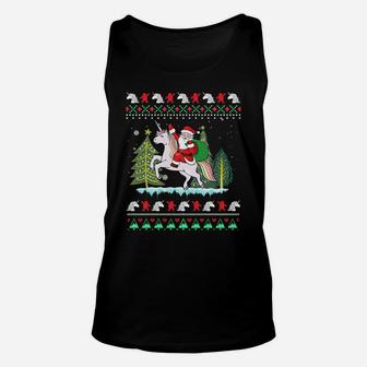Santa Claus Riding Unicorn Christmas Unisex Tank Top | Crazezy