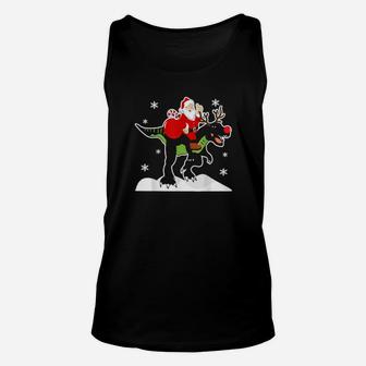 Santa Claus Trex Dino Reindeer Winter Unisex Tank Top - Monsterry