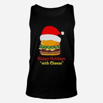 Santa Hamburger Happy Holidays With Cheese Unisex Tank Top - Monsterry