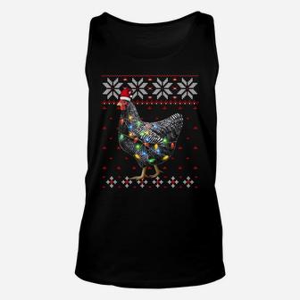 Santa Hat Christmas Lights Chicken Sweater, Funny Xmas Tree Sweatshirt Unisex Tank Top | Crazezy