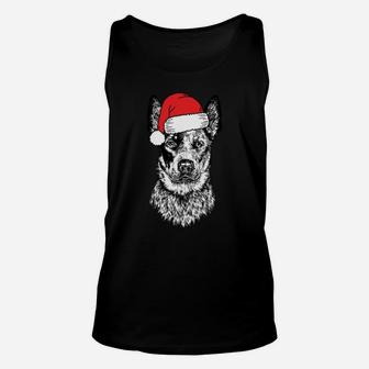 Santa Heeler Australian Cattle Dog Ugly Christmas Sweatshirt Unisex Tank Top | Crazezy