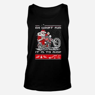 Santa Oh What Fun It Is To Ride Unisex Tank Top - Monsterry CA