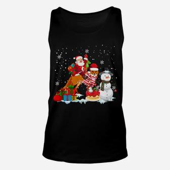 Santa Riding Fox Christmas Pajama Family Matching Snowman Unisex Tank Top | Crazezy AU