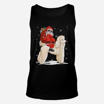 Santa Riding Poodle Dog With Hat Claus Christmas Poodle Unisex Tank Top | Crazezy CA