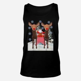 Santa With Two Red-Nosed Reindeers Christmas Special Unisex Tank Top | Crazezy DE