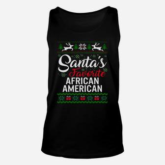 Santas Favorite African American Christmas Ugly Family Sweatshirt Unisex Tank Top | Crazezy
