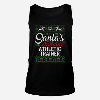 Santas Favorite Athletic Trainer Christmas Ugly Family Unisex Tank Top | Crazezy UK