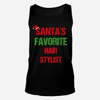 Santas Favorite Hair Stylist Funny Ugly Christmas Shirt Unisex Tank Top | Crazezy