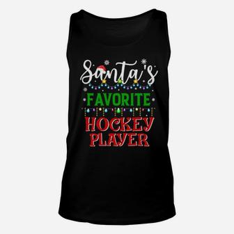 Santa's Favorite Hockey Player Matching Family Xmas Unisex Tank Top - Monsterry AU