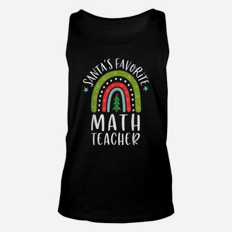 Santa's Favorite Math Teacher Christmas Rainbow Xmas Unisex Tank Top | Crazezy