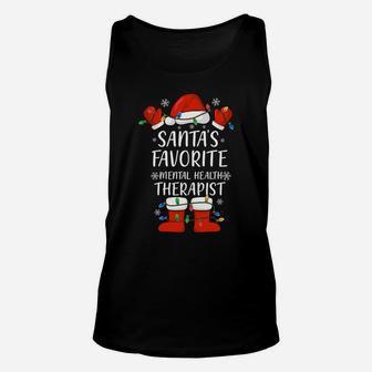 Santa's Favorite Mental Health Therapist Santa Xmas Light Sweatshirt Unisex Tank Top | Crazezy UK
