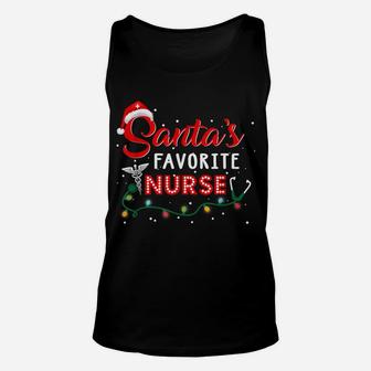 Santa's Favorite Nurse Shirt Nurse Christmas Shirt Nursing Unisex Tank Top | Crazezy