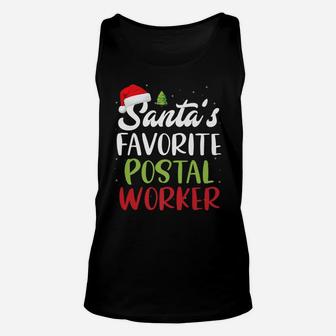 Santa's Favorite Postal Worker Christmas Santa Hat Light Unisex Tank Top | Crazezy AU