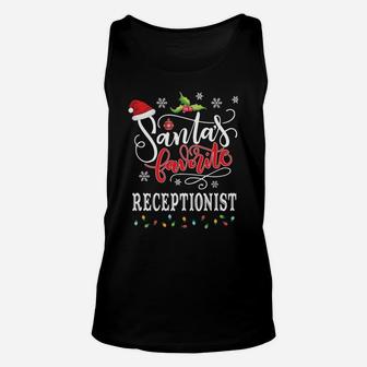 Santa's Favorite Receptionist Funny Christmas Xmas Hat Sweatshirt Unisex Tank Top | Crazezy CA