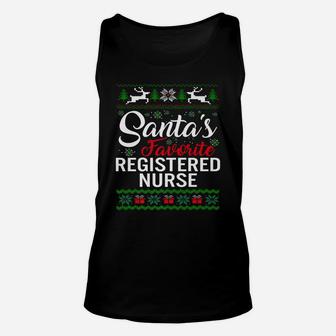 Santas Favorite Registered Nurse Christmas Ugly Family Unisex Tank Top | Crazezy