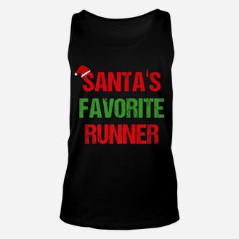 Santas Favorite Runner Funny Ugly Christmas Shirt Unisex Tank Top | Crazezy