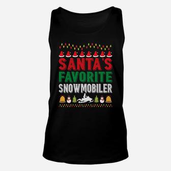 Santa's Favorite Snowmobiler Christmas Ornament Xmas Holiday Unisex Tank Top | Crazezy