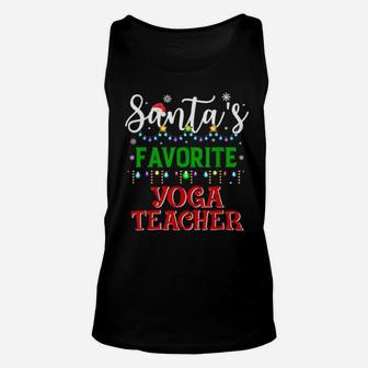 Santa's Favorite Yoga Teacher Matching Family Xmas Pajamas Unisex Tank Top - Monsterry AU