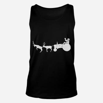 Santa's Sleigh Christmas Tractor Farmer Gift Farm Reindeer Unisex Tank Top | Crazezy