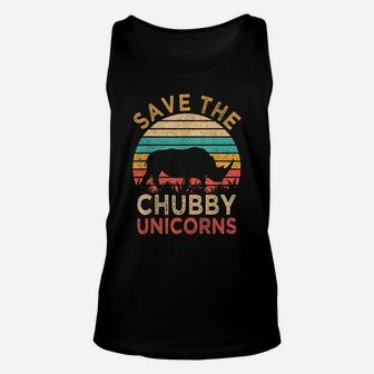 Save The Chubby Unicorns Vintage Funny Rhino Animal Rights Unisex Tank Top | Crazezy CA