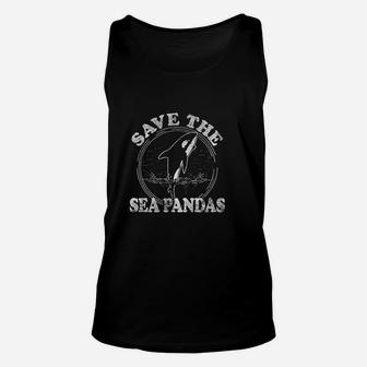 Save The Sea Pandas Funny Whale Orca Dolphin Ocean Life Unisex Tank Top - Thegiftio